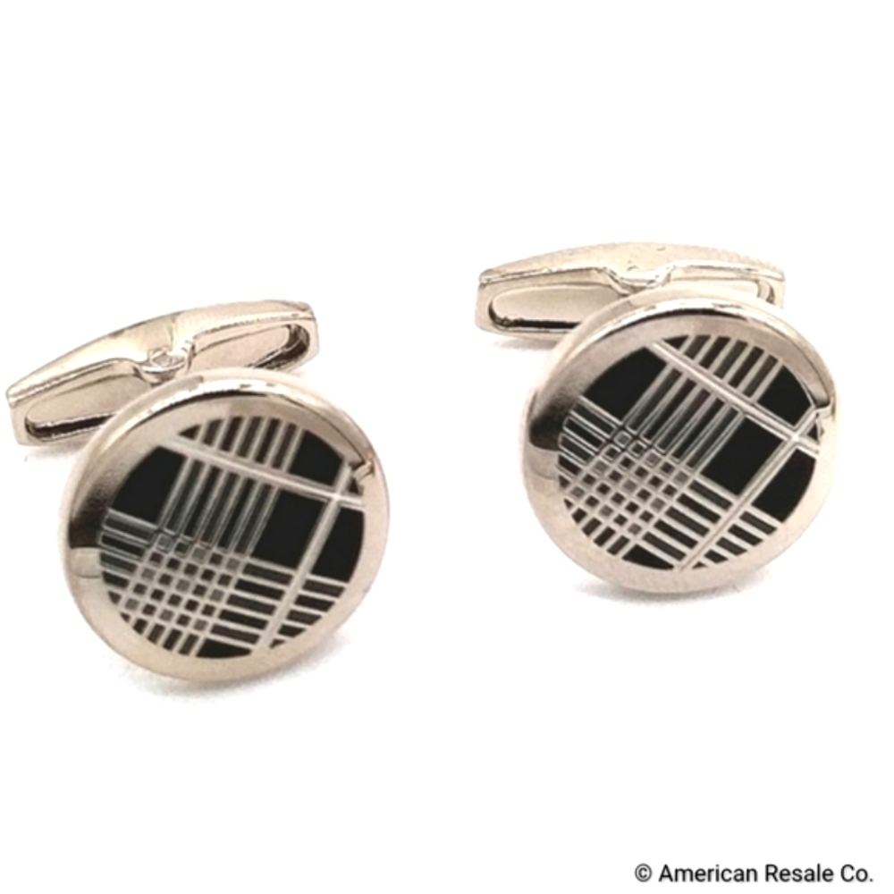 COPY - Vintage Burberry Signed Round Nova Check Cufflinks